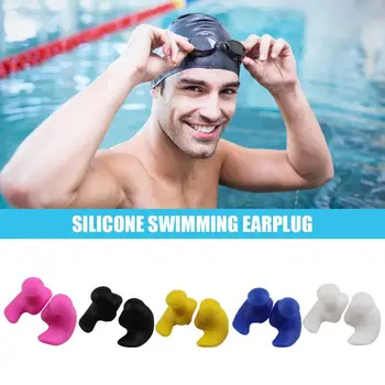 2x Impermeable Suave Tapones para los Oídos de Silicona Portátil Tapones para los oídos Accesorios de Deportes acuáticos