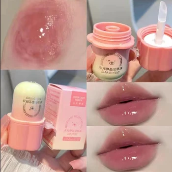 Hidratante Jelly Lip Glaze Impermeable Última Líquido Transparente barra de labios No-palillo de la Copa Sexy Aumentador de Belleza, Maquillaje Labios Cosméticos