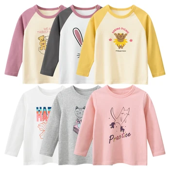 2023 Otoño Nuevo coreano ropa para Niños de dibujos animados de Oso de las Niñas de Manga Larga T-shirt de Moda de los Niños de la Ropa del Subsuelo de la Camisa para Niña