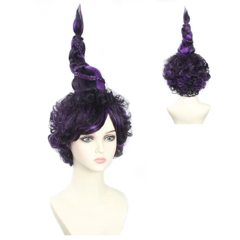 Gres de la Mujer de la Peluca Hocus Pocus de Disfraces de Halloween Cosplay Púrpura Pelucas con Trenza de Alta Temperatura de la Fibra de Pelo Sintético