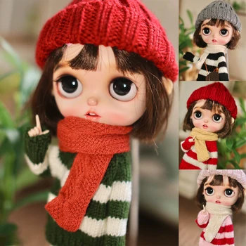 H01-A019 niños hechos a mano de juguete 1/6 ob24 azone blyth ropa de la muñeca a rayas rojas cálido suéter 1pcs