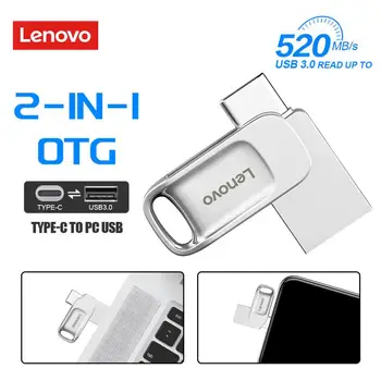 Lenovo Unidad Flash USB de 128 gb Mini Pen Drive 512 GB de Metal lápiz de Memoria de 256 gb 1 TB, 2 TB de Memoria de Alta Velocidad de Almacenamiento Externo Creativo