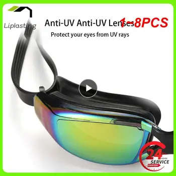 1~8PCS Impermeable UV Anti Niebla Natación Gafas de Natación Gafas de Profesionales de La Piscina de Buceo de Agua Gafas Adultas de la Galvanoplastia