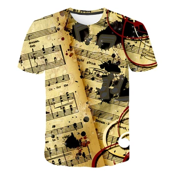 Nota de la música Camisetas 2023 Verano Nueva Ropa de Niños manga Corta Camisetas Bebé Niños Y Niñas Tops Camisetas para Niños de 1 a 14 Años de Edad