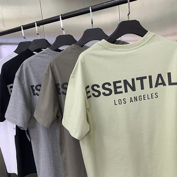 De gran tamaño de los Hombres Essentials Camiseta de Manga Corta T Camisa para las Mujeres Reflexivo Letra de Hip Hop Top Suelto Unisex Streetwear