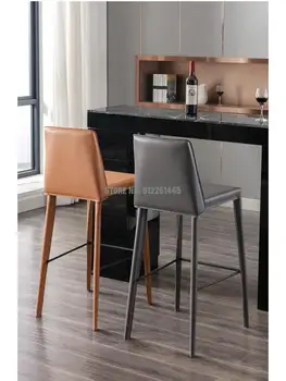Italiano minimalista de la barra de silla de la silla de montar de cuero creativo de la barra de la silla moderna casa simple de cuero duro taburete alto