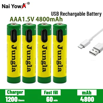 Carga rápida de 1,5 VAAA Batería de Iones de Litio con Capacidad 4800mah y USB Recargable de Litio de Batería USB para Teclado de Juguete