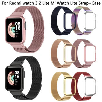 Correa Para El Xiaomi Redmi Reloj 3 2 Lite Banda De Mi Reloj Lite Con Metal Protector Caso De Parachoques De Bucle Magnético De La Pulsera Para El Redmi Reloj