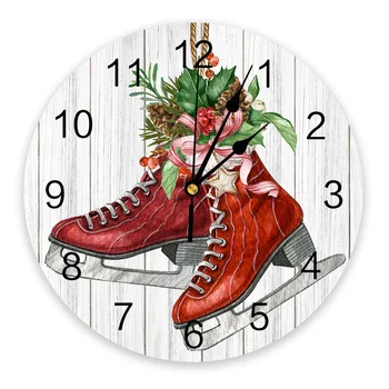 La navidad Agujas de Pino Patines de Grano de Madera Reloj de Pared de Silencio Relojes Digitales para el Hogar Dormitorio Cocina Decoración Colgante Reloj