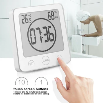 1pc Impermeable LCD Ducha Reloj del cuarto de Baño de la Cocina Temporizador de cuenta Regresiva Alarma Nueva Impermeable Para Salpicaduras de Agua