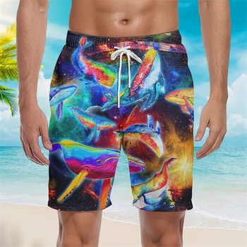 Los hombres de Verano para Niños de Personalidad Divertida de Hip-hop de la Natación Masculina Cortos Unisex Suelto Deportes Pantalón 3D Golfo de Pescado Impreso Pantalones Cortos de Playa
