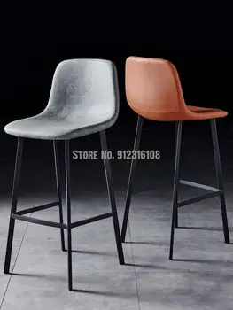 La barra de la silla de luz de lujo de alto taburete de la barra de la silla de bastones de hierro de regreso alto taburete moderno simple recepción Cafe heces