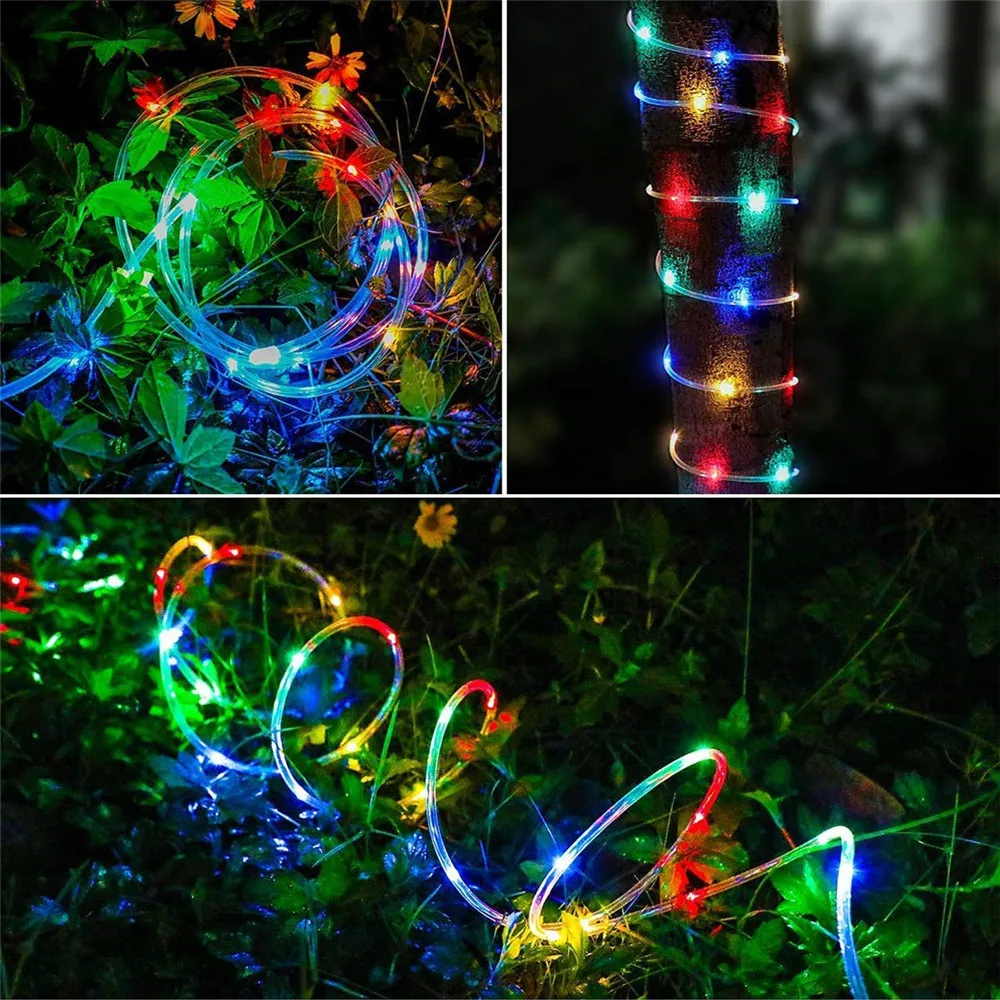 50/100 Led Luces de la noche al aire libre Solar Impermeable de la Cuerda del Tubo Garland Accionado Solar de la Cuerda del Tubo de la Cadena de Decoración de Fiesta de la Boda . ' - ' . 3