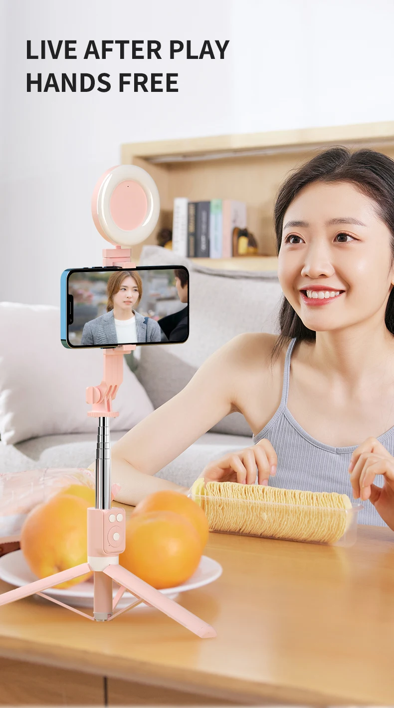 Nuevo Bluetooth Selfie Stick Teléfono Titular de Aterrizaje Trípode Con Luz de Relleno Plegable Selfie Stick Adecuado para el Iphone de Android . ' - ' . 4