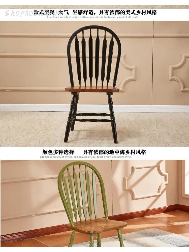 Estadounidense de madera maciza silla Windsor hogar silla de comedor Nórdica silla de roble rojo de simple ocio confortable café silla de hotel . ' - ' . 5