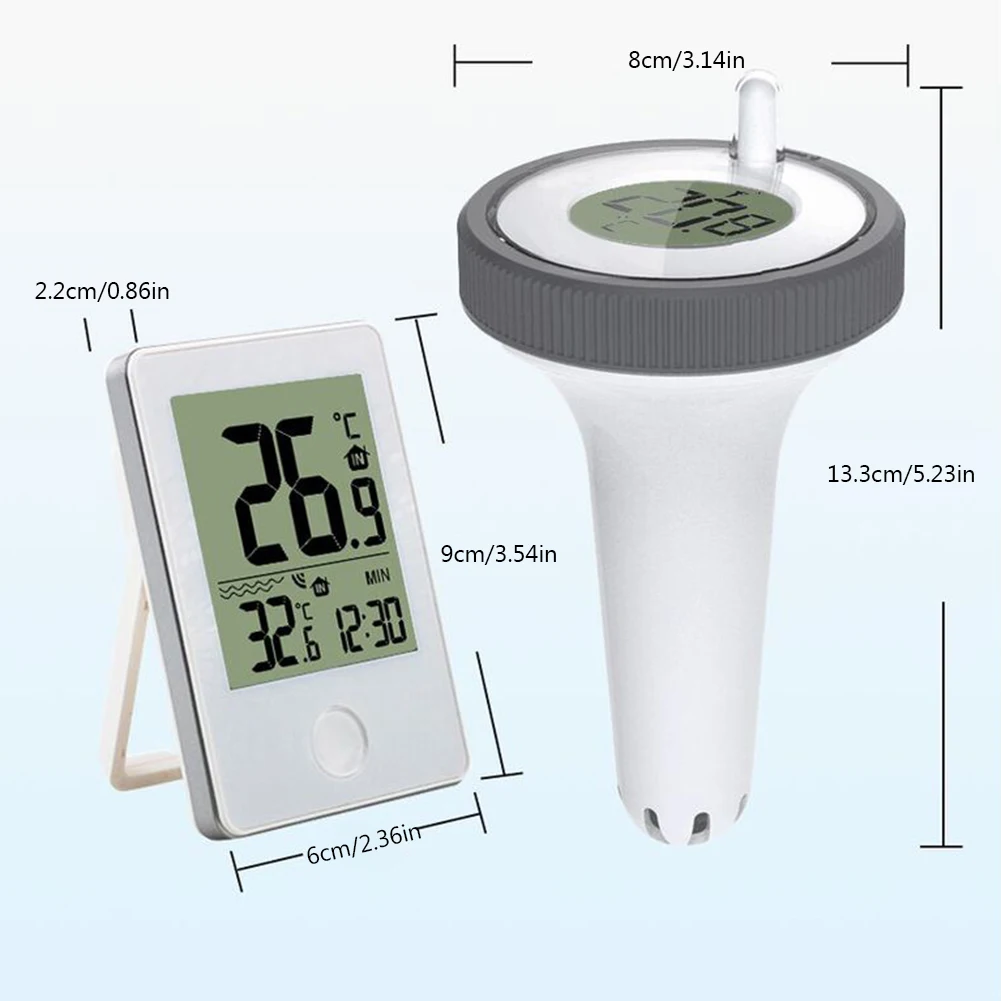 Pantalla LED de la Piscina Flotante Termómetro de precisión con el Tiempo de Reloj para el Agua del Baño Spas Acuarios Inalámbrico Digital Termómetro . ' - ' . 5