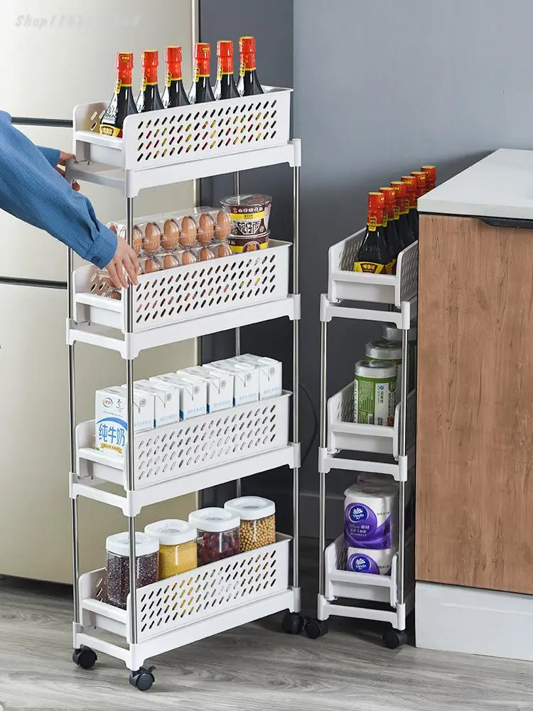 La brecha de almacenamiento en rack de cocina, frigorífico lado exterior del cajón estante de almacenamiento multi-funcional cuarto de baño estrecho espacio de almacenamiento del gabinete . ' - ' . 2
