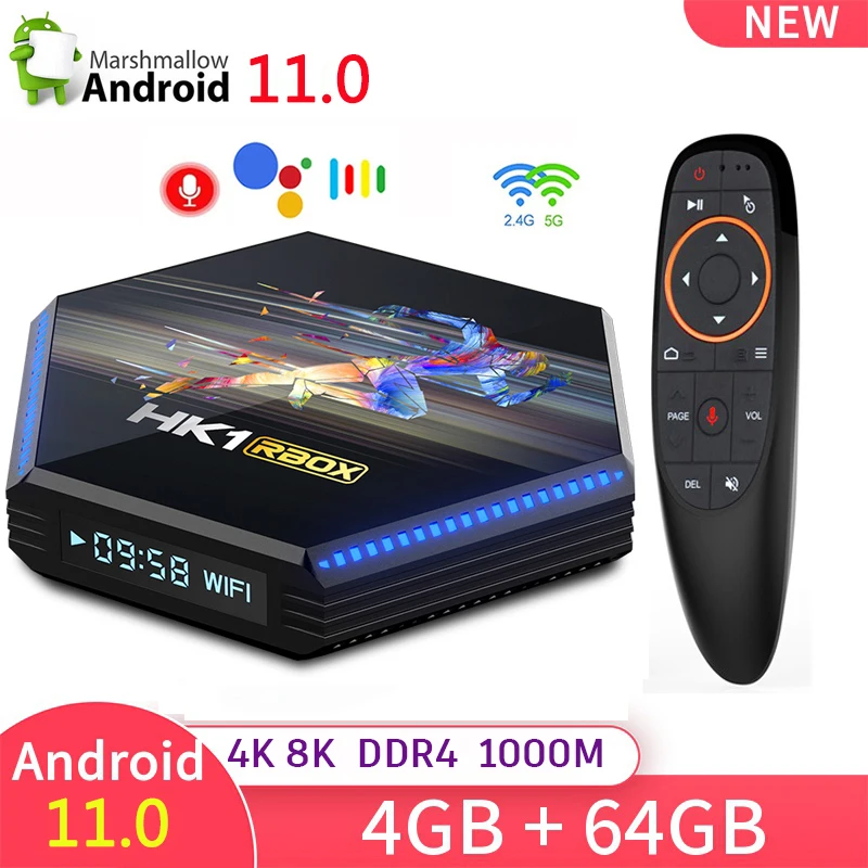 Smart TV BOX Android 11 HK1 RBOX R2 4 GB DDR4 32GB 64GB 3D 1080P 4K 8K BT HD 1000M 2.4/5G Dual Wifi Media Player Set Top Box . ' - ' . 0