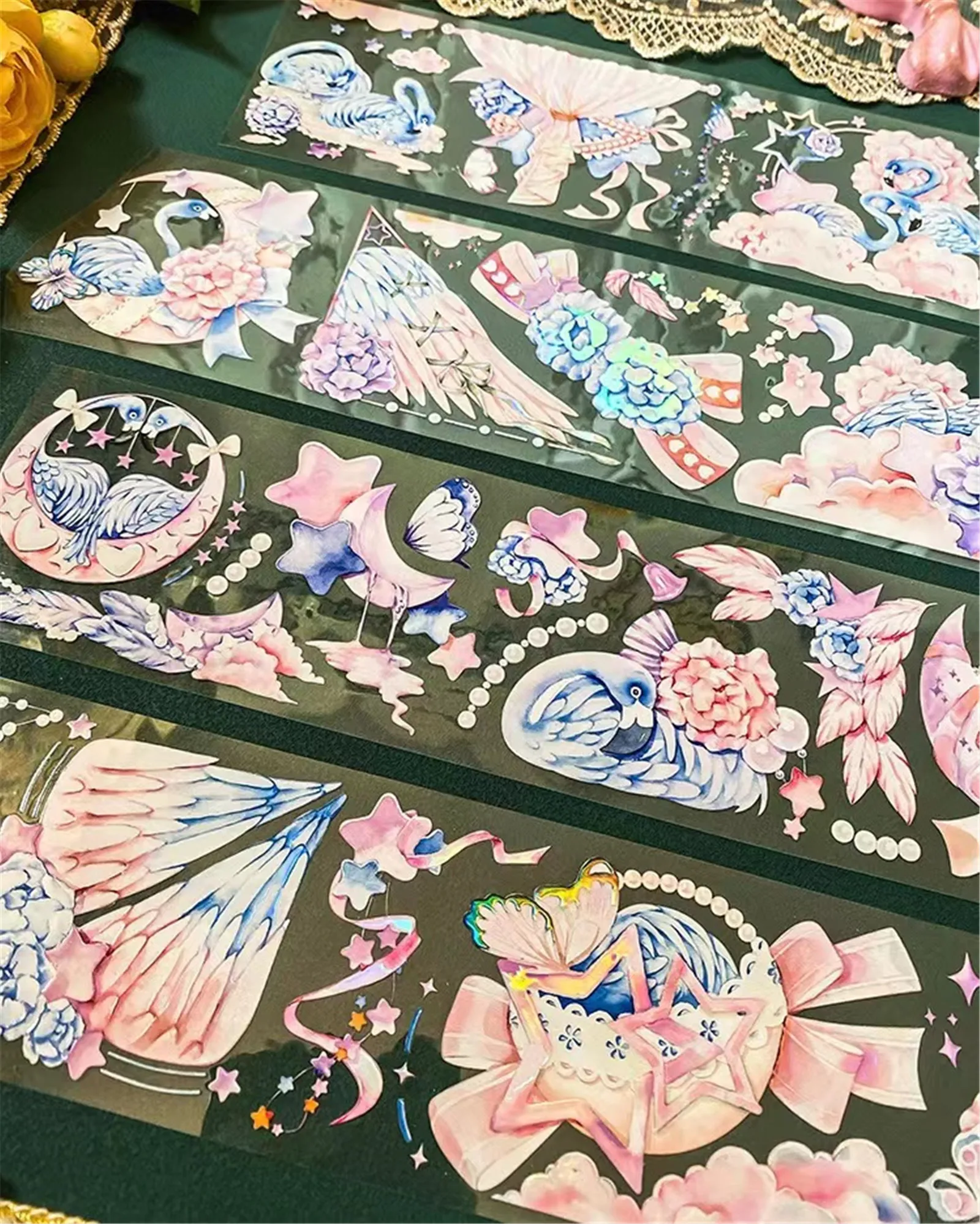 Vintage de la Grúa Pluma Estrella Sueño Washi PET para la Fabricación de Tarjetas de BRICOLAJE Scrapbooking Plan Decorativo Pegatina . ' - ' . 4