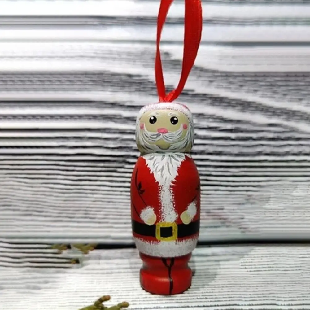 De Madera de estilo rústico Adorno de Navidad Multifuncional Eco-friendly de Madera de Árbol de Navidad Decoraciones 3d Divertido Colgante de Santa . ' - ' . 5