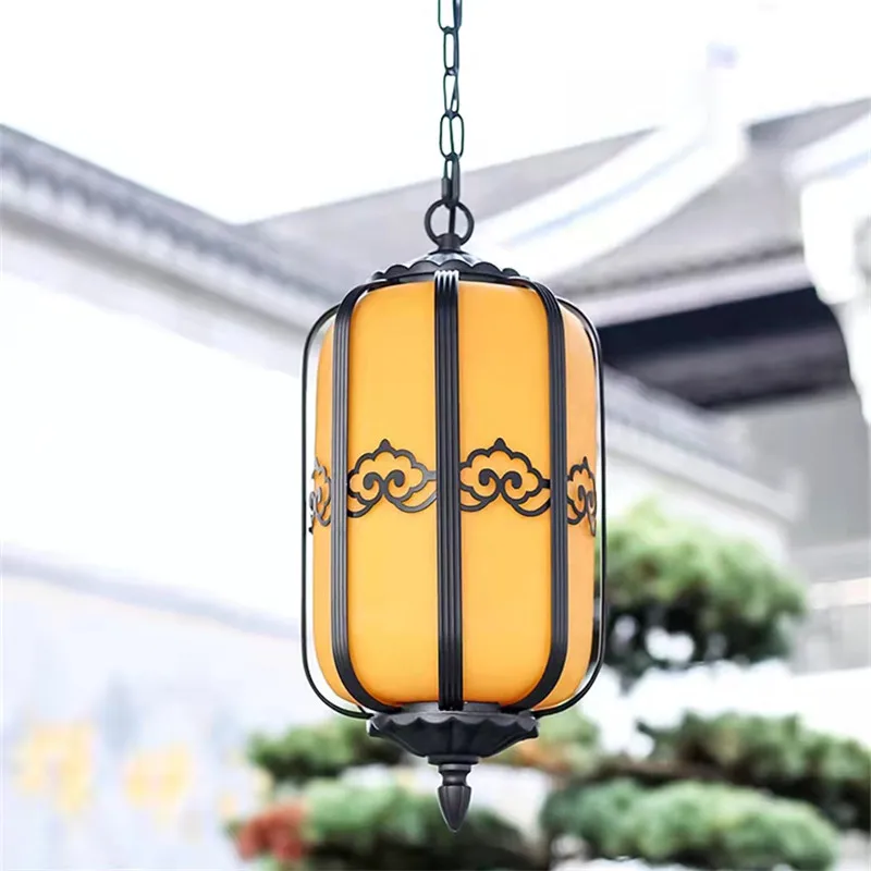 METÁLICO Clásico Chino Linterna de la Lámpara Colgante de la Vendimia de Dolomita al aire libre de la Luz del LED Impermeable para el Hogar Corredor de la Decoración de la Electricidad . ' - ' . 1