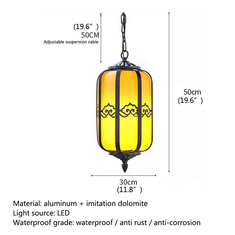 METÁLICO Clásico Chino Linterna de la Lámpara Colgante de la Vendimia de Dolomita al aire libre de la Luz del LED Impermeable para el Hogar Corredor de la Decoración de la Electricidad . ' - ' . 5