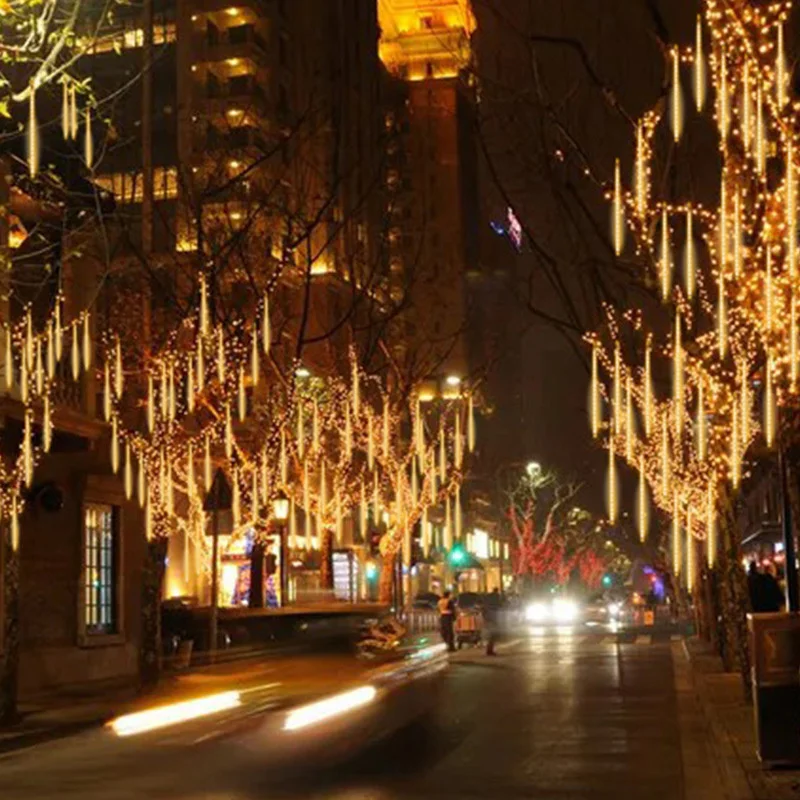 1/2/3/4 Conjunto de LED de la lluvia de Meteoros de la Lluvia de Luz de una Guirnalda de Luces de la Calle Guirnalda de Luces de Hadas de Navidad al aire libre de la Boda Decoración de Navidad . ' - ' . 3