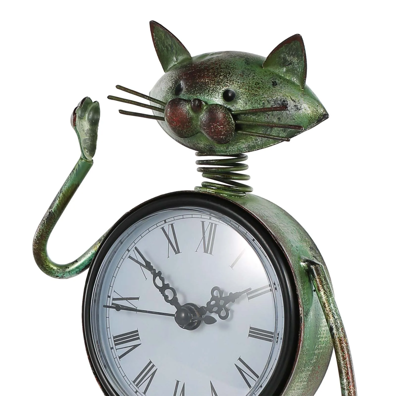 Gato Reloj hecho a Mano de la Vendimia del Metal de Hierro Gato Estatuilla de Silencio Reloj de Mesa Decoración Práctico Reloj de Una sola Batería AA(no se incluyen) . ' - ' . 2