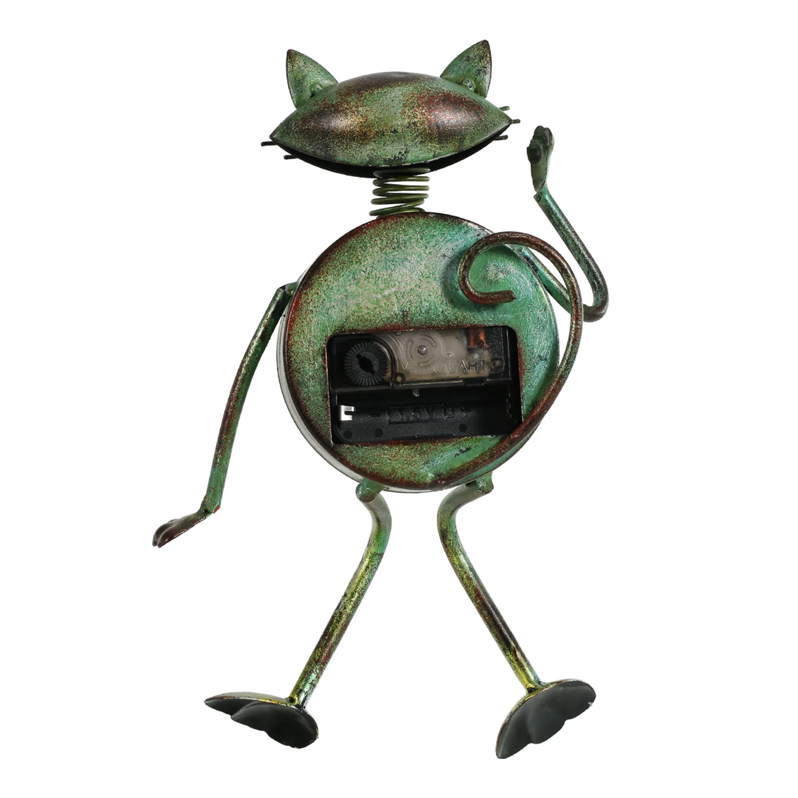 Gato Reloj hecho a Mano de la Vendimia del Metal de Hierro Gato Estatuilla de Silencio Reloj de Mesa Decoración Práctico Reloj de Una sola Batería AA(no se incluyen) . ' - ' . 4
