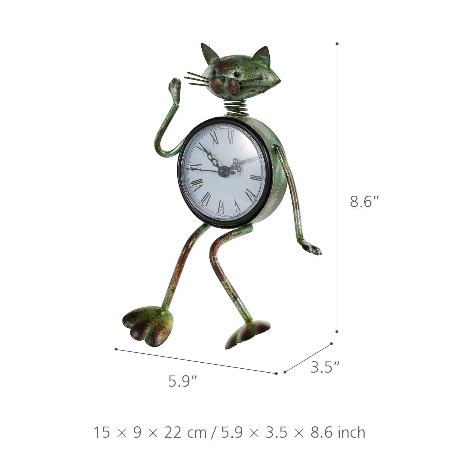 Gato Reloj hecho a Mano de la Vendimia del Metal de Hierro Gato Estatuilla de Silencio Reloj de Mesa Decoración Práctico Reloj de Una sola Batería AA(no se incluyen) . ' - ' . 5