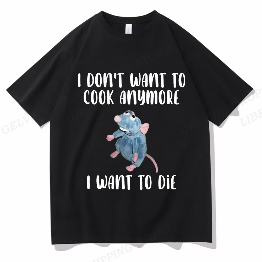 No Quiero Cocinar Ya que No me Quiero Morir Camiseta de los Hombres de Moda de camisetas de Algodón de la Camiseta de los Niños Tops Camisetas de Ratón de la Camiseta de las Mujeres Tops . ' - ' . 1