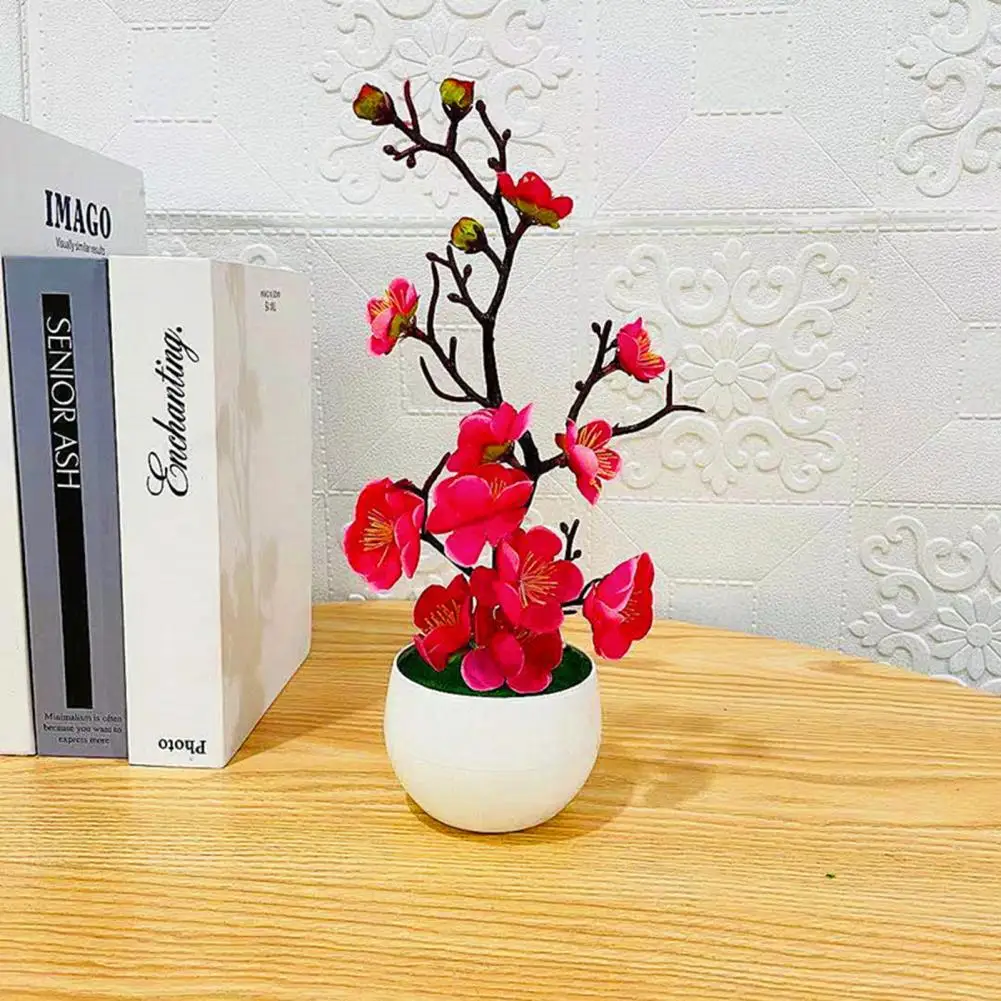Flores artificiales Buen aspecto llamativo resistente al Desgaste Delicado Viva la Flor del Ciruelo de Simulación de Bonsai Decoración . ' - ' . 0