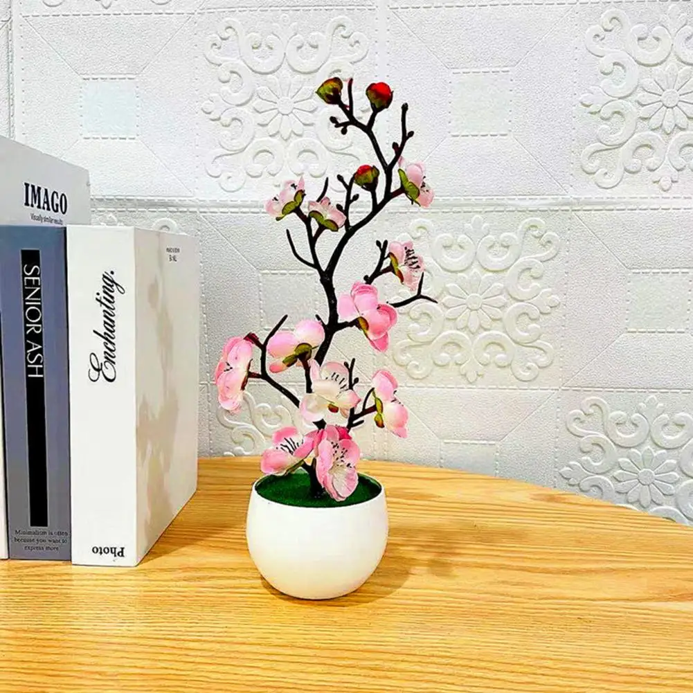 Flores artificiales Buen aspecto llamativo resistente al Desgaste Delicado Viva la Flor del Ciruelo de Simulación de Bonsai Decoración . ' - ' . 2