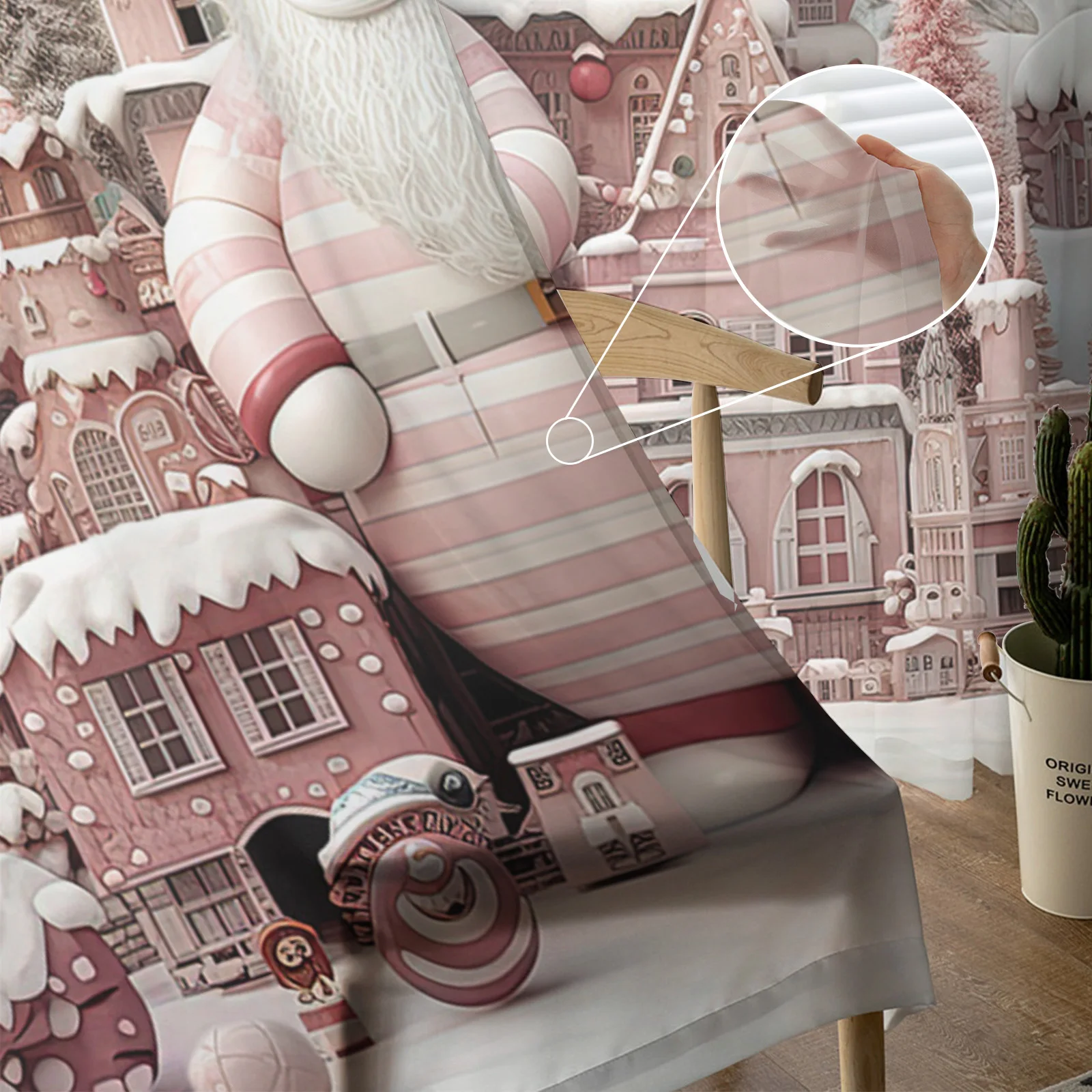 Navidad Santa Claus de los Copos de nieve Cortinas transparentes de Navidad Decoraciones para el Hogar Ventana de Tul Cortinas para la Sala de estar Dormitorio . ' - ' . 4
