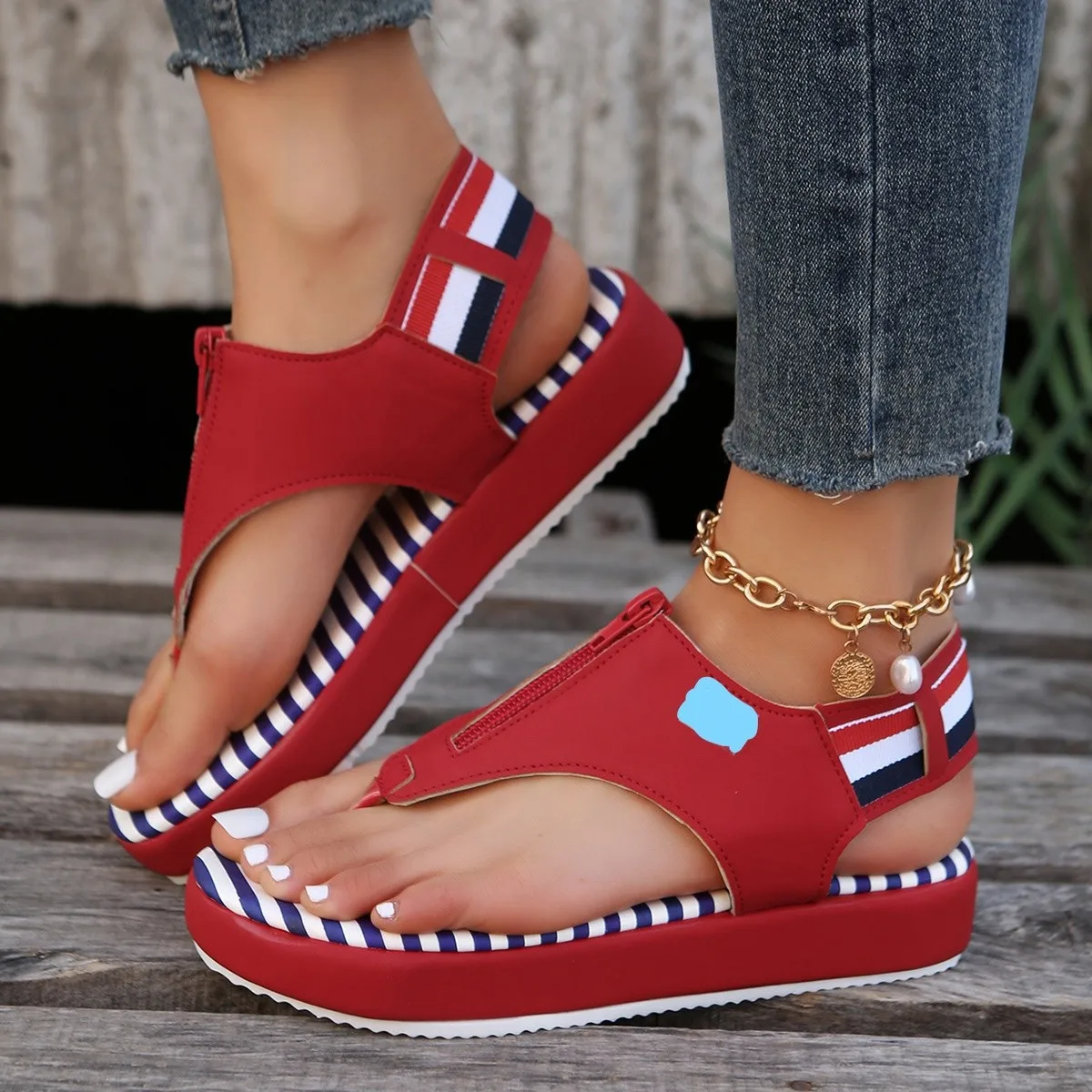 Nuevo de la Moda las Mujeres Más el Tamaño de la Plataforma Sandalias de las Señoras Sandalias de PVC de la PU de las Mujeres Sandalias de 2023 Nuevos Zapatos de Verano de la Cremallera . ' - ' . 0