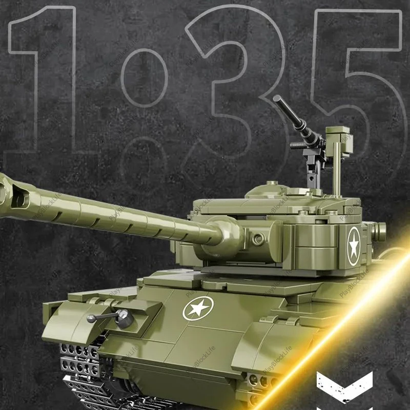 La 2 ª guerra mundial Militar de la Serie 1:35 M26 Pershing Tanque Pesado Clásico Modelo de la Colección de Bloques de Construcción de Ladrillos Juguetes Regalos . ' - ' . 4