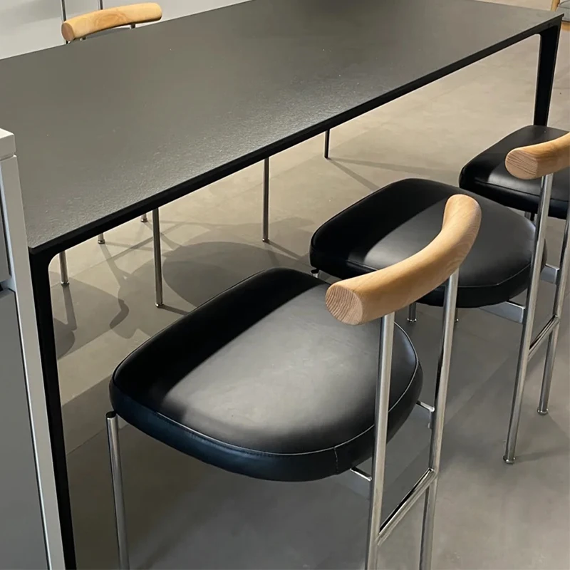Moderno minimalista luz de lujo silla de comedor de gama alta de cuero de alta gama presidente del hogar de ceniza de madera silla de escritorio . ' - ' . 2
