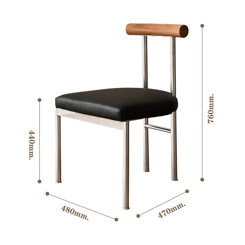 Moderno minimalista luz de lujo silla de comedor de gama alta de cuero de alta gama presidente del hogar de ceniza de madera silla de escritorio . ' - ' . 4