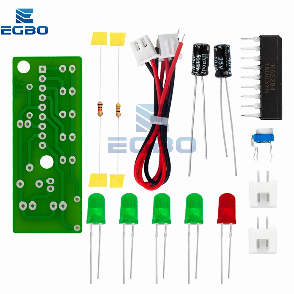 EGBO Electrónico Kit de Piezas de 5mm ROJO LED Verde que Indica el Nivel de 3.5-12V KA2284 DIY KIT de Audio Indicador del Nivel de la Suite Trousse de BRICOLAJE . ' - ' . 5