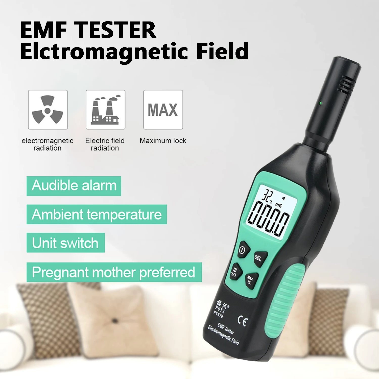 Radiación electromagnética Detector de Alta Precisión de la Radiación de Onda Tester Monitor de Pantalla LCD Digital Medidor de EMF para la Caza del Fantasma . ' - ' . 0