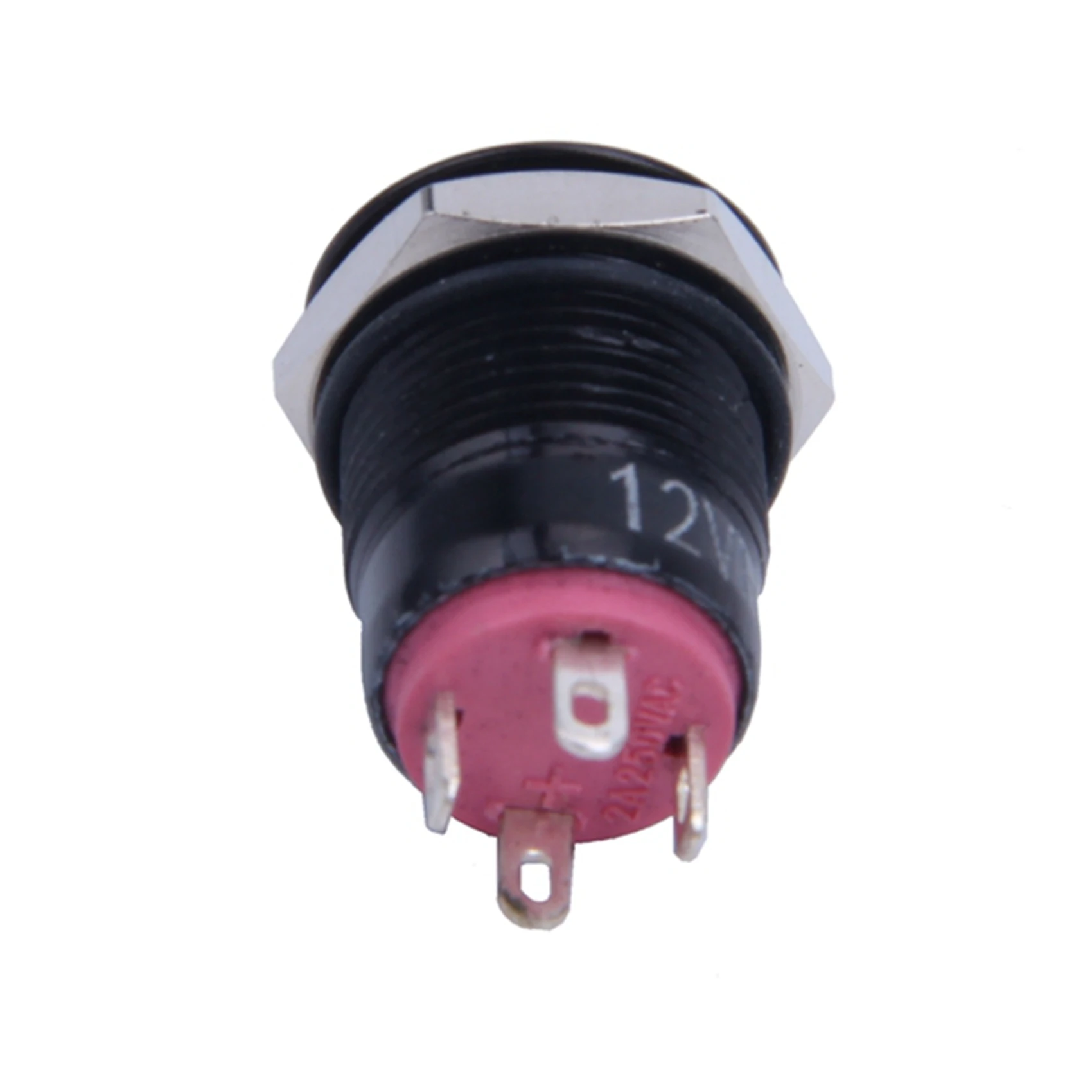 3X 12V 2A 9.5 mm LED Casquillo del Metal del Poder Momentáneo Interruptor de Botón del Coche de DIY Modificado, Rojo . ' - ' . 3