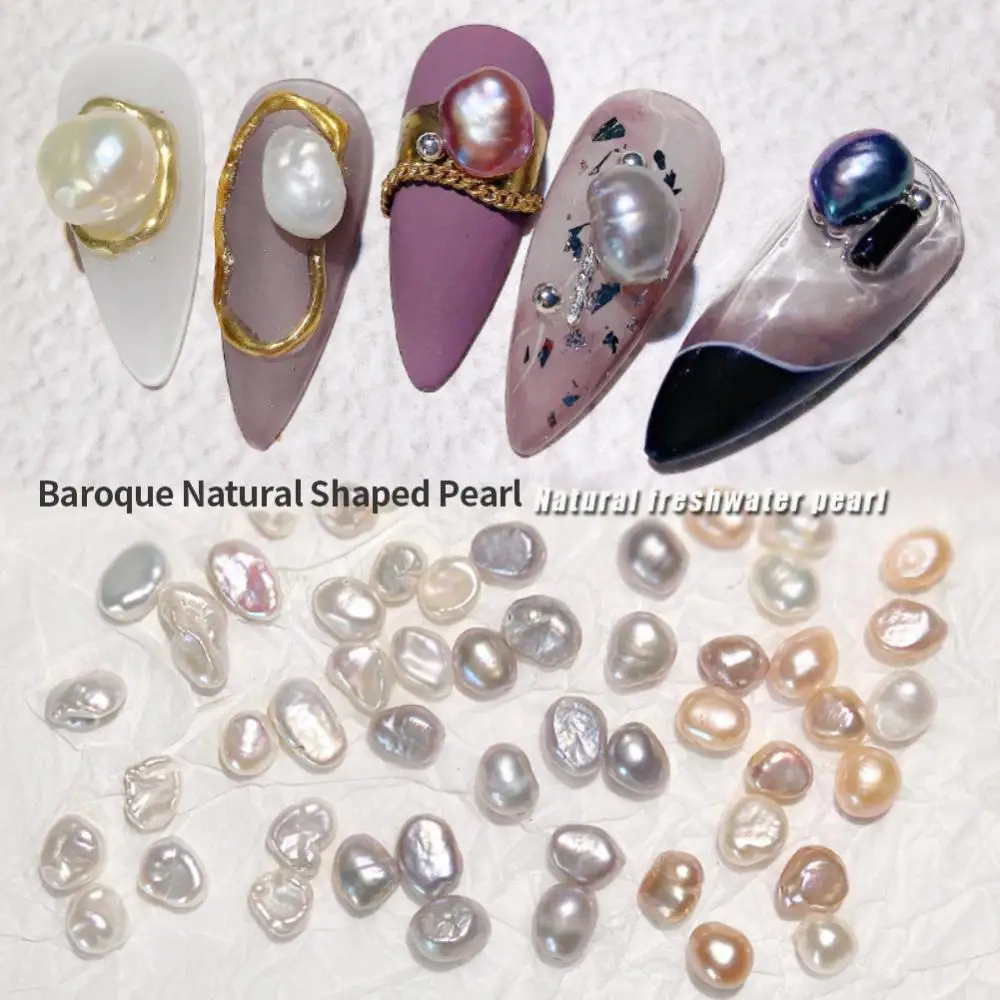 1~15PCS de Estilo Japonés de agua Dulce Natural de la Perla Arte de Uñas Decoración Elegante Barroco Perla Manicura Accesorios Mayorista . ' - ' . 4