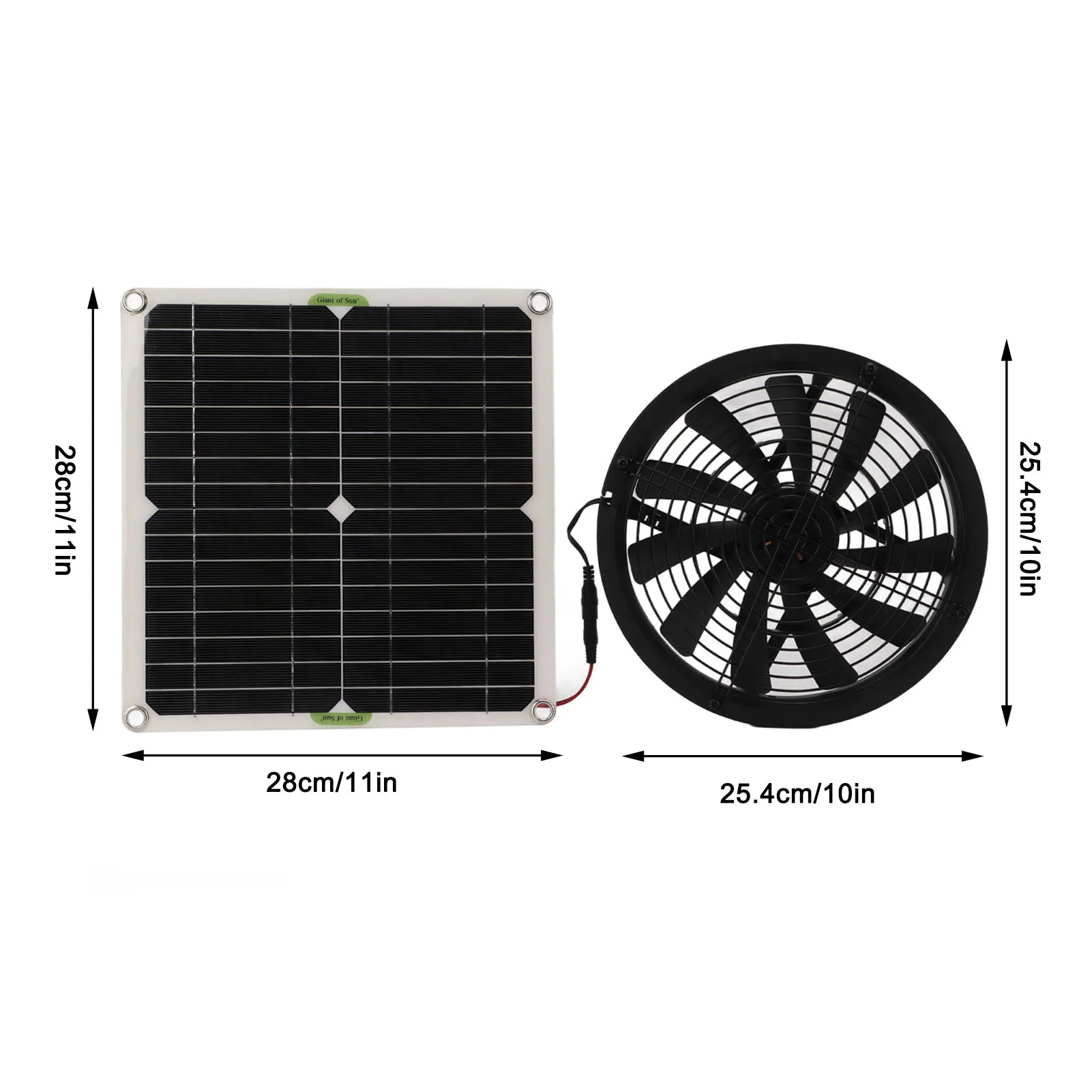 El Panel Solar de Ventilador Impulsado 10en el Diámetro de Una Pieza de Estampación Panel Solar Kit de Ventilador Ventilador de Refrigeración para la RV Yate de Invernaderos . ' - ' . 4