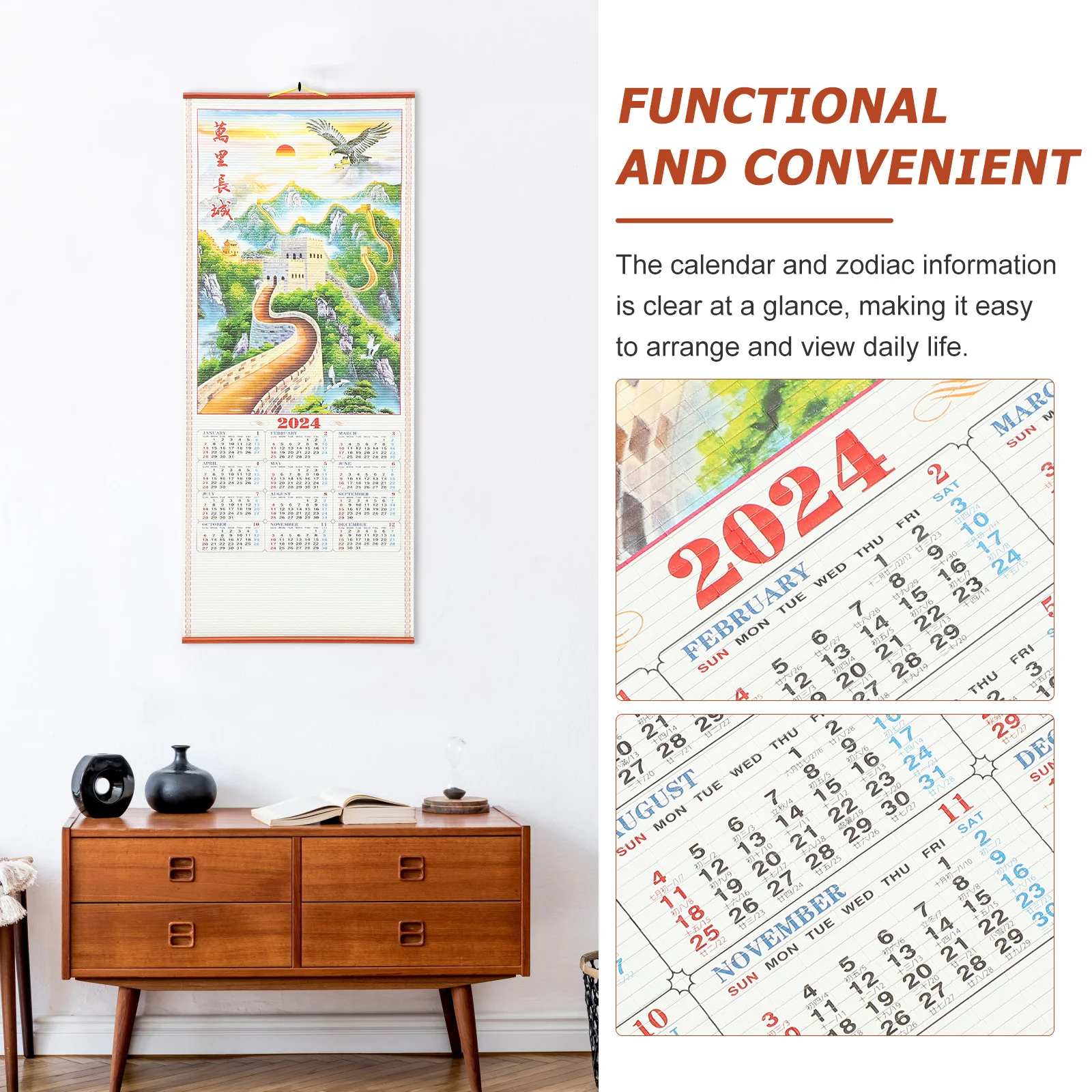 Calendario De Office 2024 Pared De Año Nuevo Decoraciones De Salón Colgando Tradición De Papel China . ' - ' . 3
