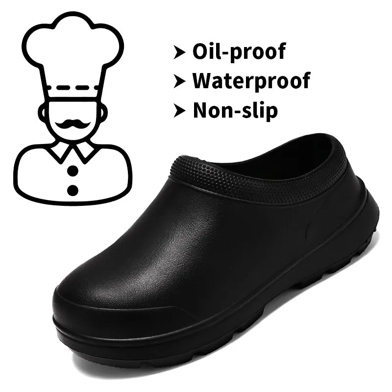 Los hombres de Verano de la Zapatilla de Cocina Zuecos Chef Zapatos de Trabajo Flip-flop Impermeable a prueba de Aceite de Sándalo Antideslizante Jardín de Goma Zapatillas Para hombres . ' - ' . 4