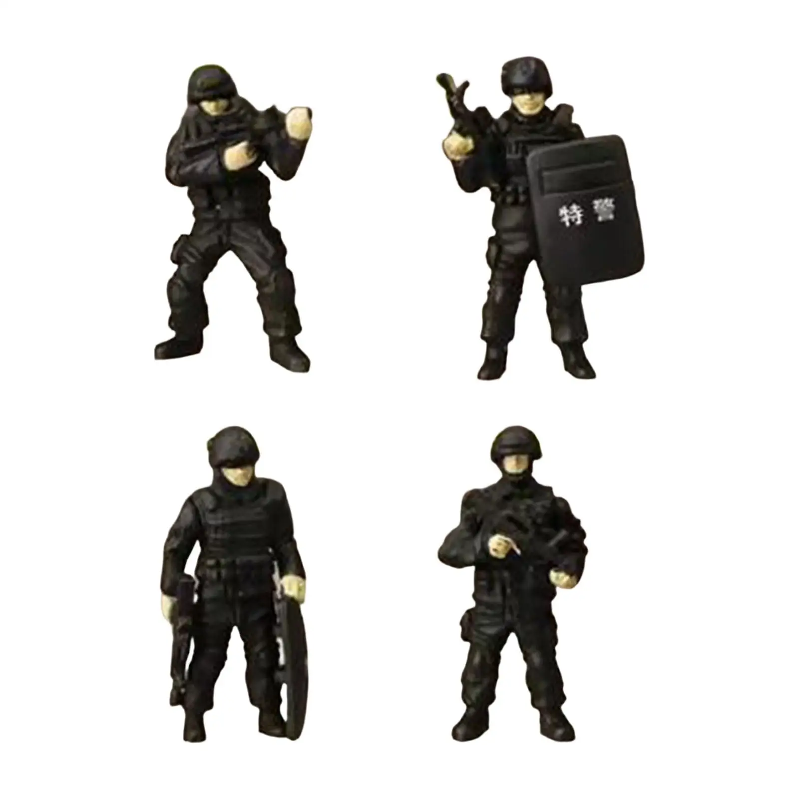 4x 1/64 Miniatura de la Figura de los Policías de la Figura Modelo para la Muñeca de la Decoración de la Casa S Calibre . ' - ' . 0