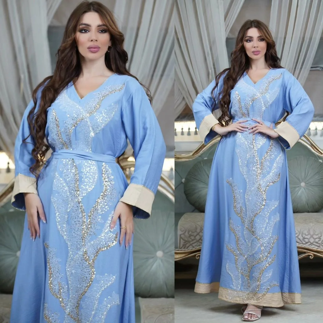 Dubai Abaya De Lujo Para Las Mujeres Musulmanas Ropa Oriente Medio Cordón Del Bordado De Manga Larga Vestido Maxi Túnica Femme Musulmane 2023 . ' - ' . 2
