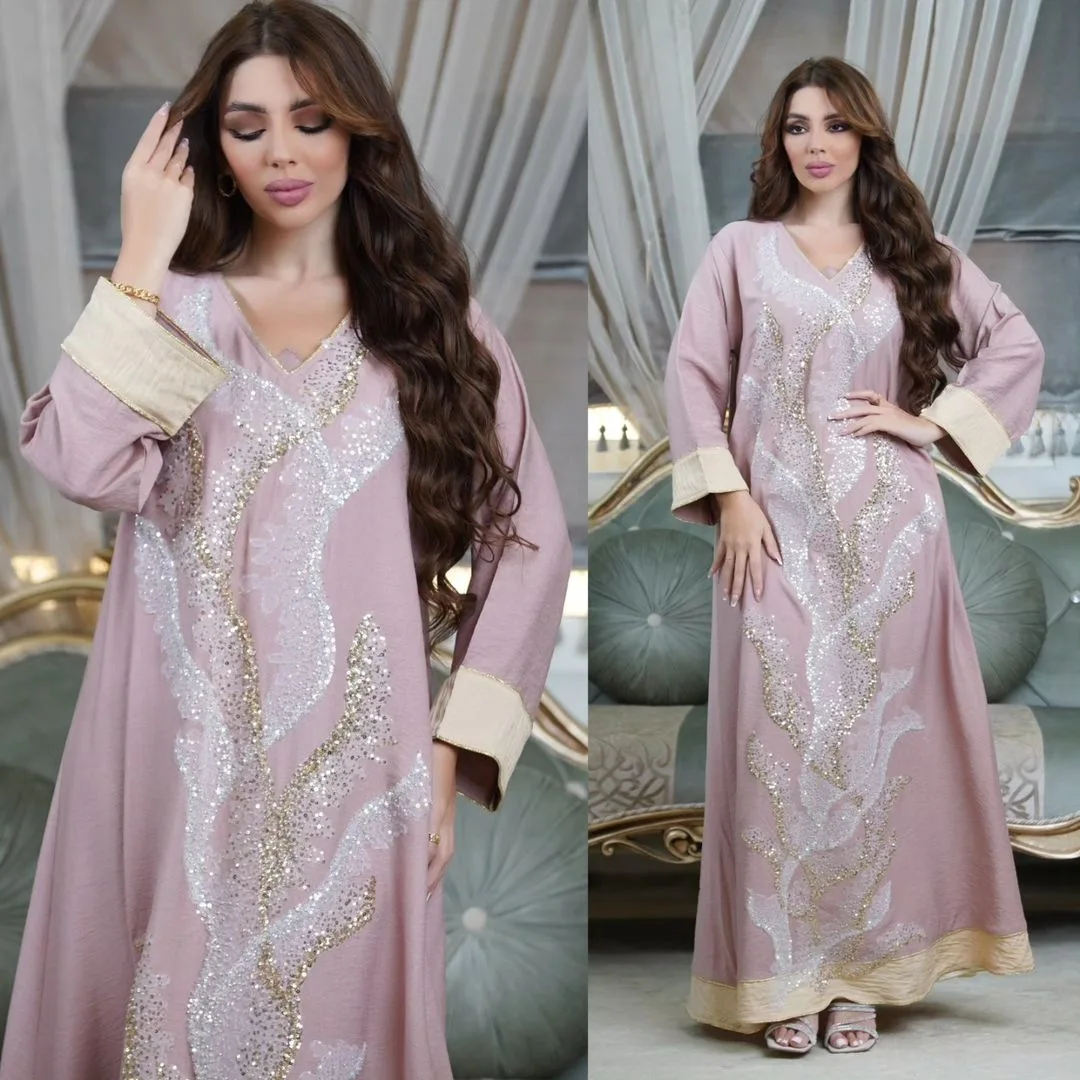Dubai Abaya De Lujo Para Las Mujeres Musulmanas Ropa Oriente Medio Cordón Del Bordado De Manga Larga Vestido Maxi Túnica Femme Musulmane 2023 . ' - ' . 3