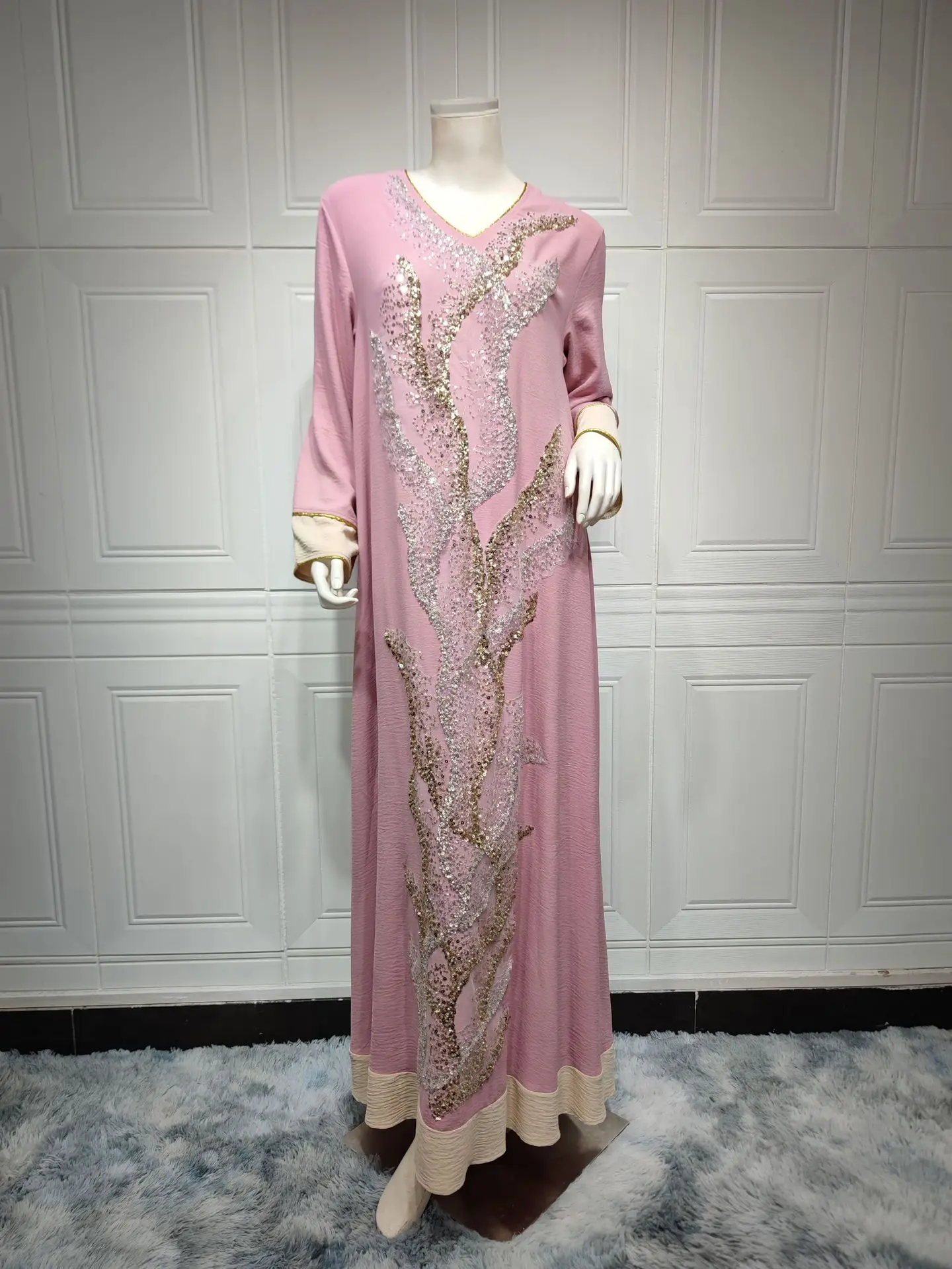 Dubai Abaya De Lujo Para Las Mujeres Musulmanas Ropa Oriente Medio Cordón Del Bordado De Manga Larga Vestido Maxi Túnica Femme Musulmane 2023 . ' - ' . 5