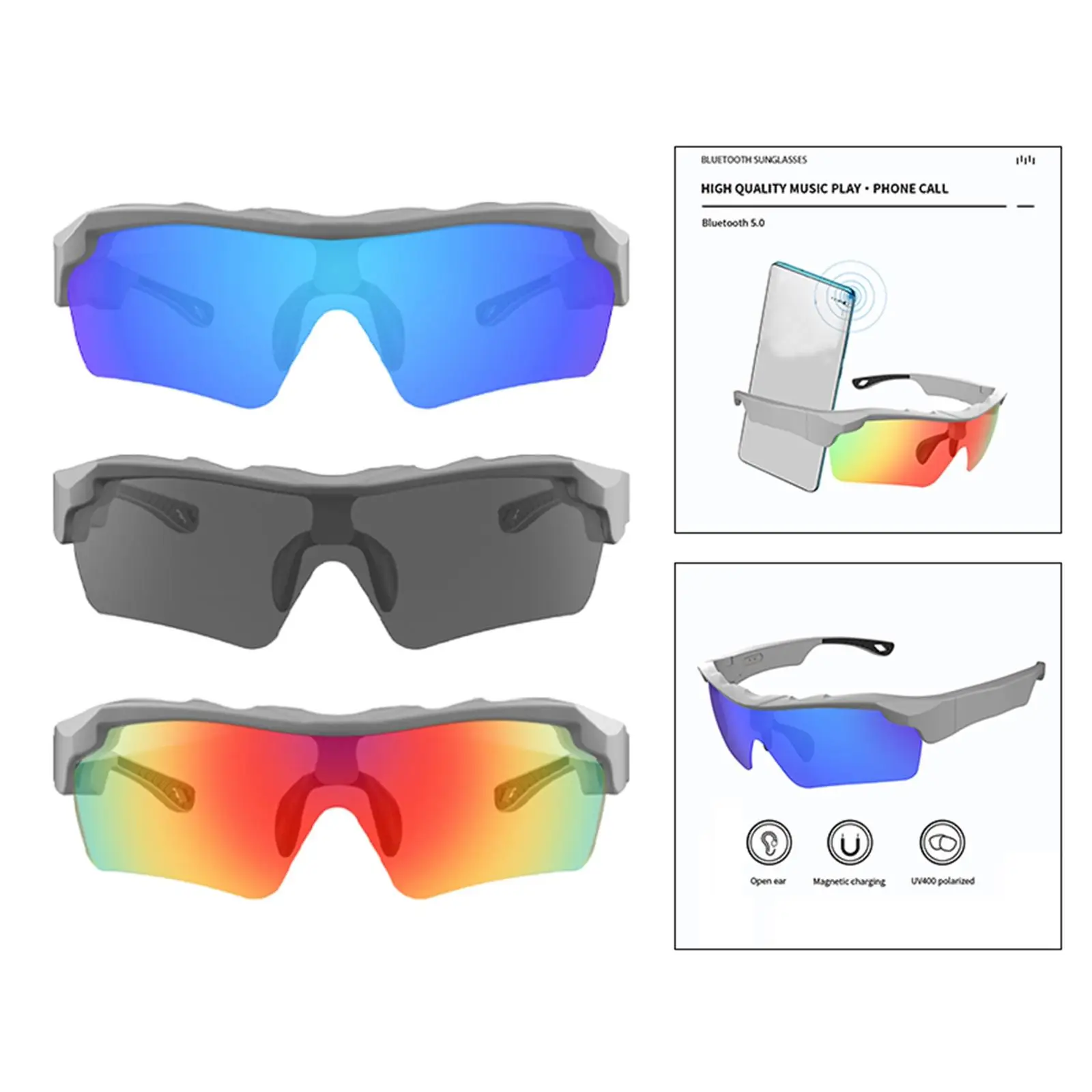 Bluetooth 5.0 Inteligente Gafas Ciclismo Gafas con Micrófono Ligero para la Conducción de . ' - ' . 4